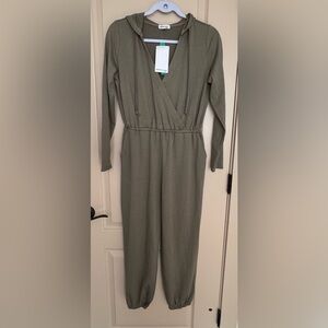 Stitch & Pine Olive Hooded Jumpsuit - Women Size Medium